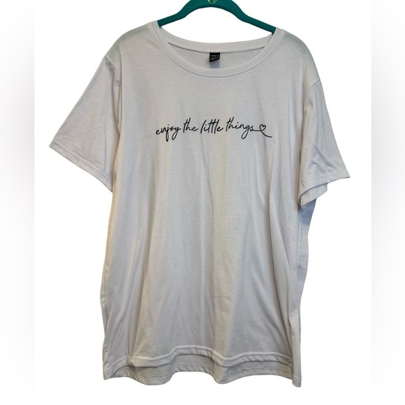 SHEIN White Short Sleeve Tee Enjoy The Little Things Size XXL 2X ☀️ - Picture 1 of 10